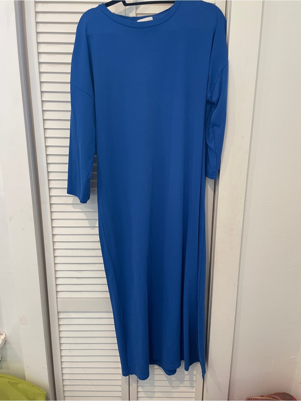 Relaxed Royal Blue Maxi Dress with Crew Neck